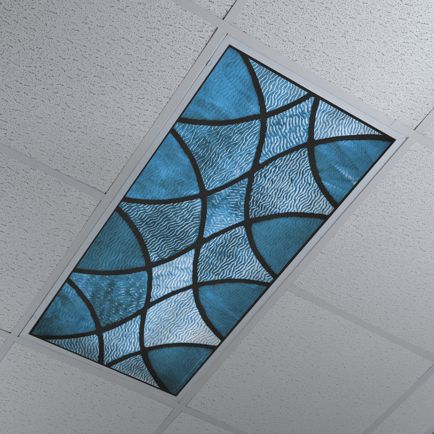 DesignScape - 2'x4' Blue Wave Stained Glass - Apollo Design Made