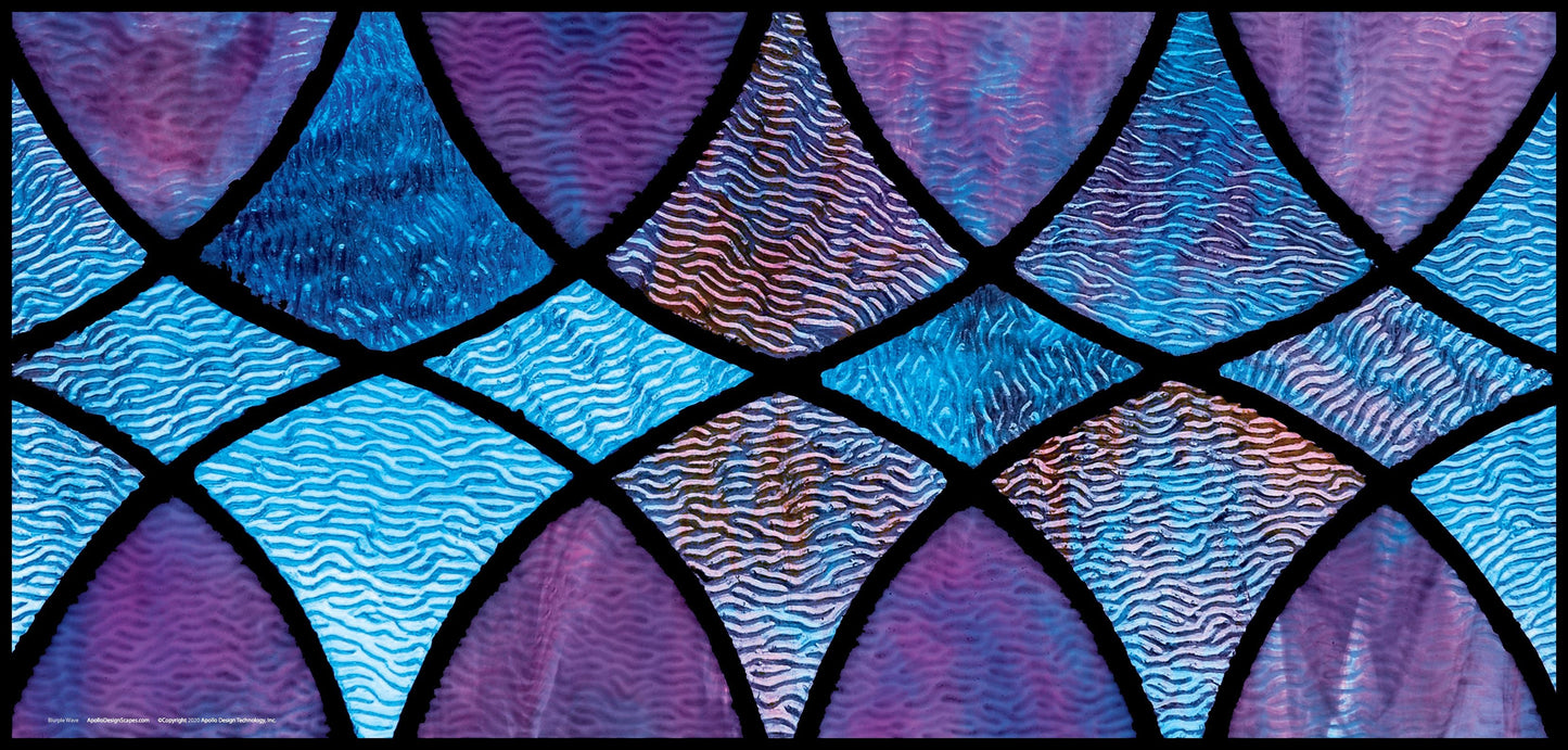 DesignScape - 2'x4' Blurple Wave Stained Glass - Apollo Design Made