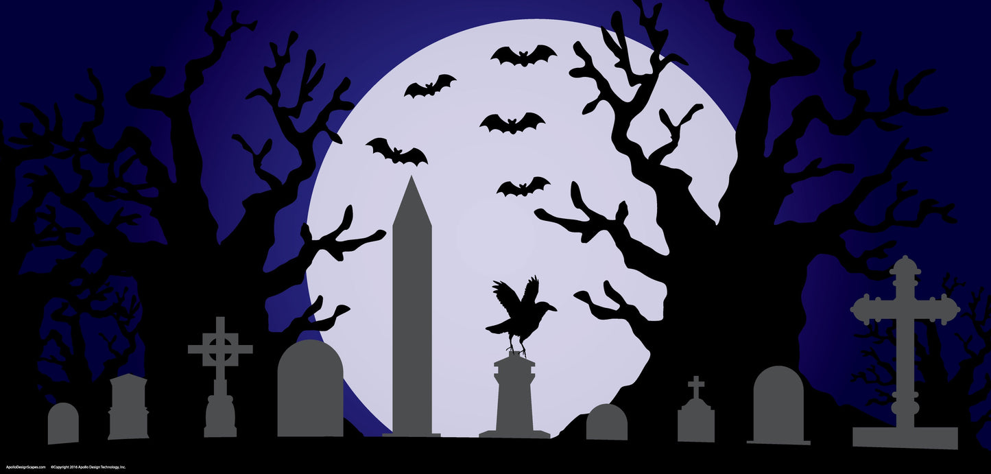 DesignScape - 2'x4' Graveyard with Bats - Apollo Design Made