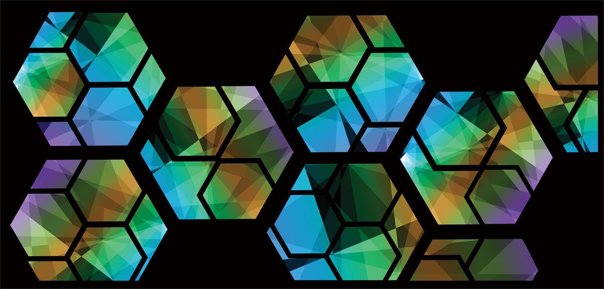 DesignScape - 2'x4' Hexagonal Stained Glass - Apollo Design Made