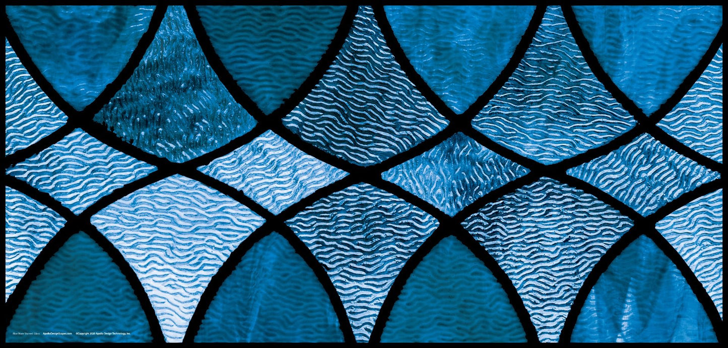 DesignScape - 2'x4' Blue Wave Stained Glass - Apollo Design Made