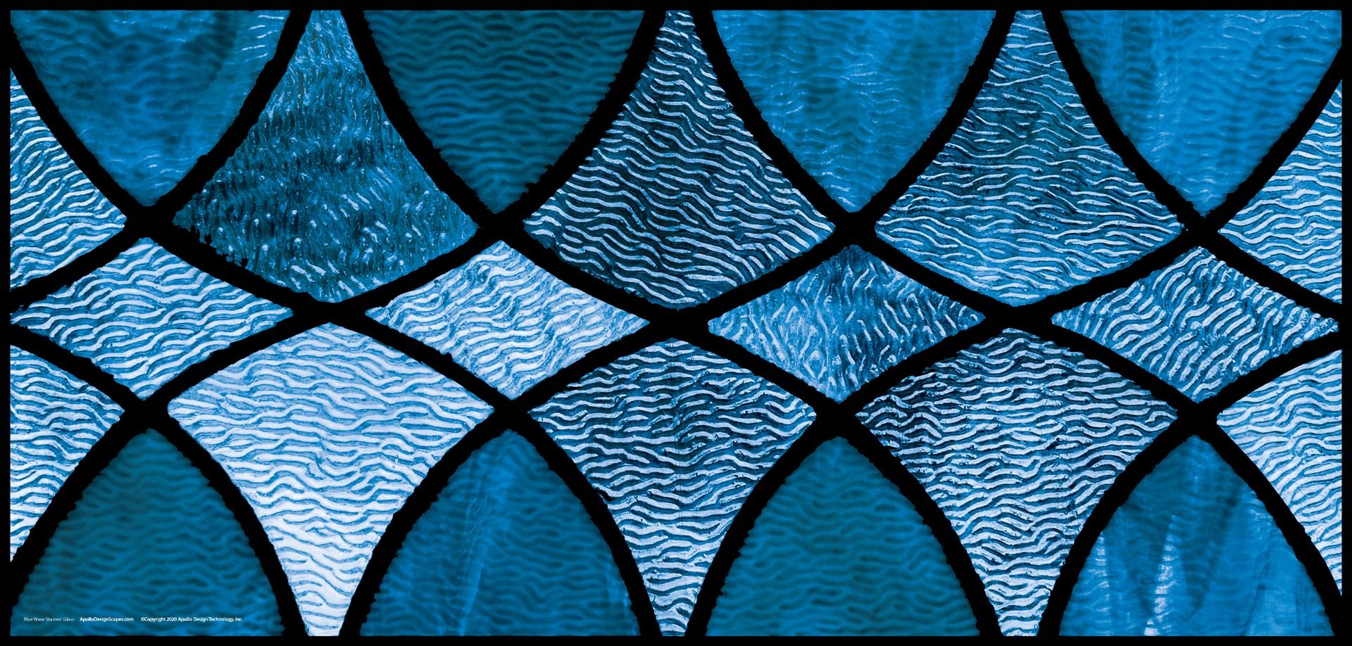 DesignScape - 2'x4' Blue Wave Stained Glass - Apollo Design Made