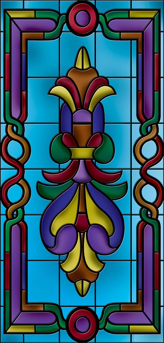 DesignScape - 2'x4' Front Door Stained Glass - Apollo Design Made