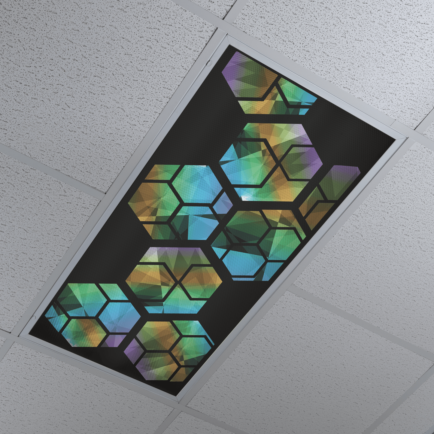 DesignScape - 2'x4' Hexagonal Stained Glass - Apollo Design Made